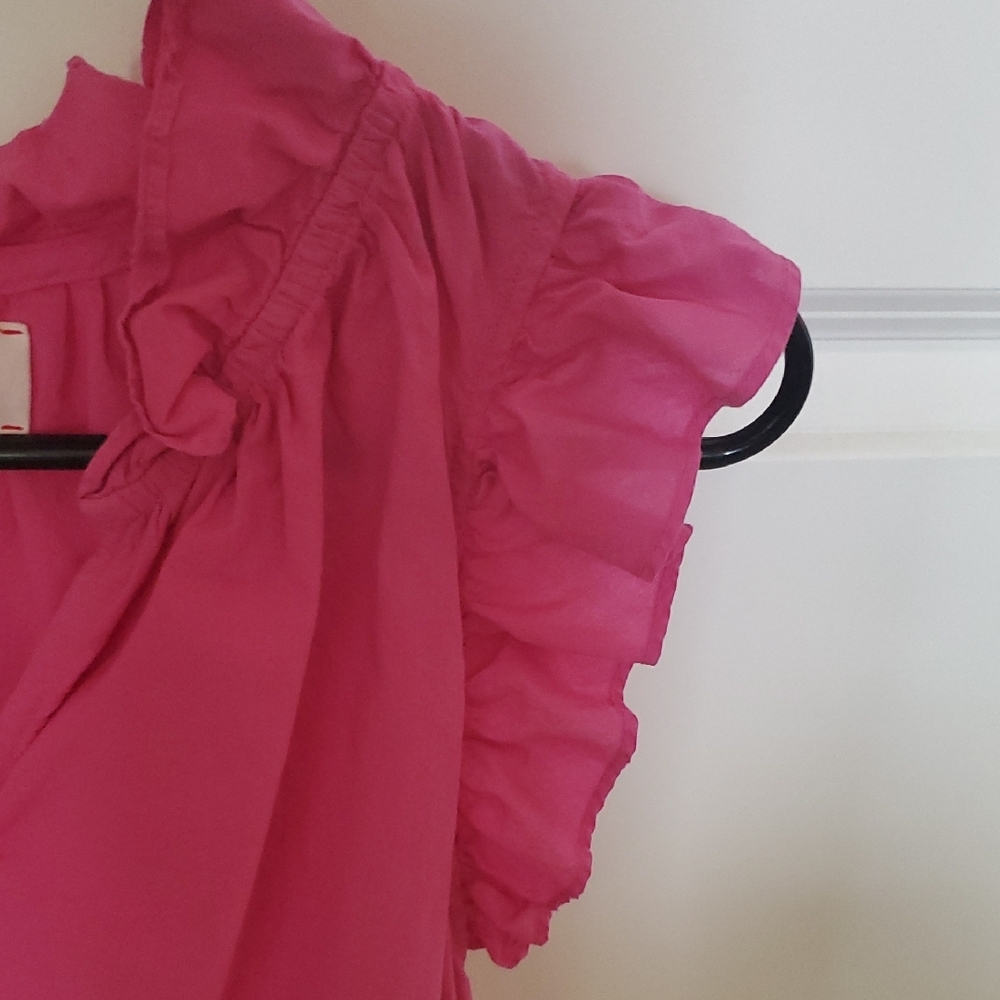 XiRENA Pink Flutter Sleeve Ruffled Blouse - Picture 3 of 4